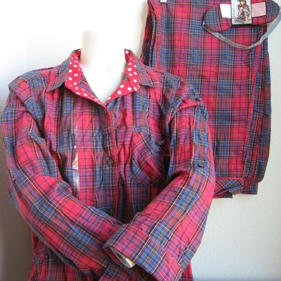 VICTORIA'S SECRET Flannel Pajama PJ's 3 pc XL NEW - Picture 2 of 5